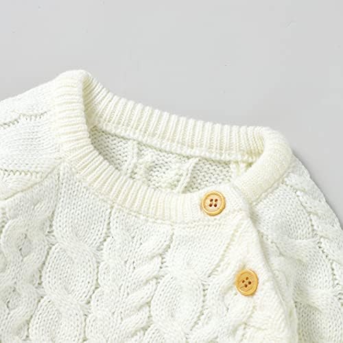 Кабел за новороденчиња Хадето, плетено џемпер, скок со долги ракави со едно парче облека за девојчиња и момчиња