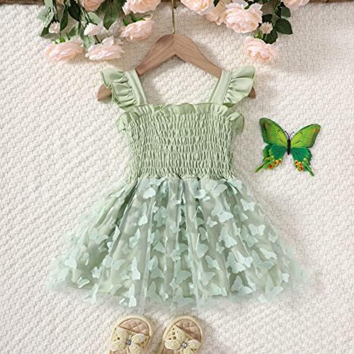 Девојки за девојчиња Каерм Бебе девојки Обични а-линиски санки без ракави 3Д пеперутки рафли принцези фустан за фотосесија