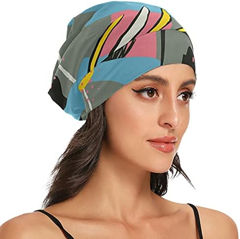 Череп капа за спиење Работа капа за капачиња за жени апстрактно сликарство цветна капа за спиење Работна капа за коса за коса,