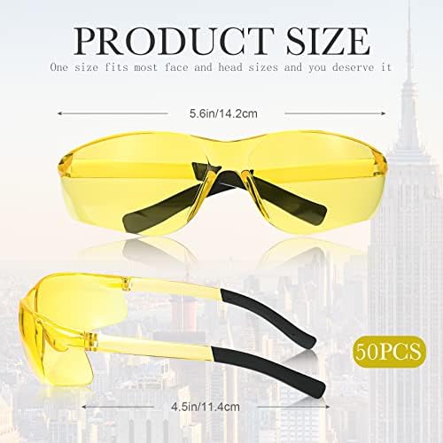Quekay 50 парчиња безбедносни очила влијаат на УВ -гребење очила најголемиот дел за заштита на очите за мажи и адолесценти кои работат лабораториски