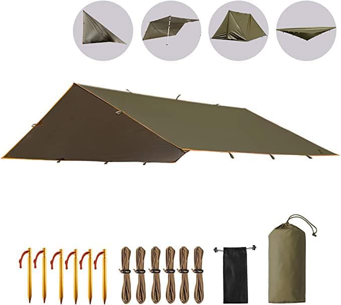 Freekite лесен водоотпорен шатор за кампување, голем преносен грбно рафтн ранцинг најлонски ткаенина дожд лета тарпи за хамак тактичко пешачење