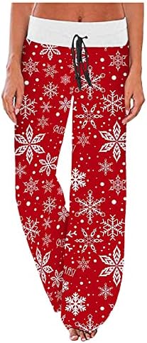 Рузијог Божиќни јога панталони за жени со високи половини влечење директно широки панталони за нозе, обичен тренинг, трчање со џемпери