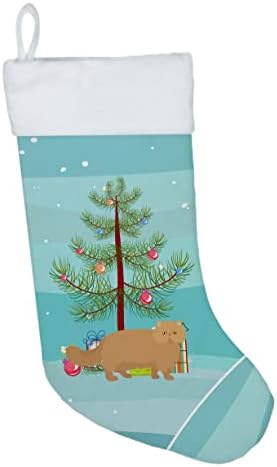 Богатства на Каролина CK4678CS Персиски модерна мачка Среќна Божиќна Божиќна порибување, камин виси чорапи Божиќна сезона забава Декори