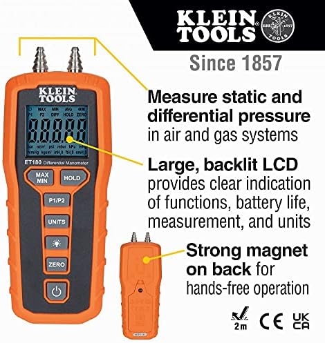 Дигитален манометар, тестер за притисок на воздухот и гасот и тестовите за тестирање на UEI PDT650 Дигитален термометар за преклопување на џебот, жолта