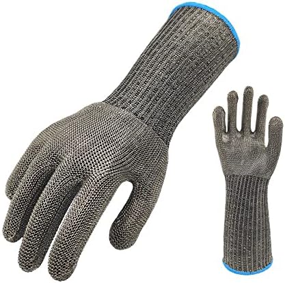 Хаикангшоп Исечете не расипани ракавици за ракави, долги нараквици од не'рѓосувачки челик, анти-сечење метални метални трудови за