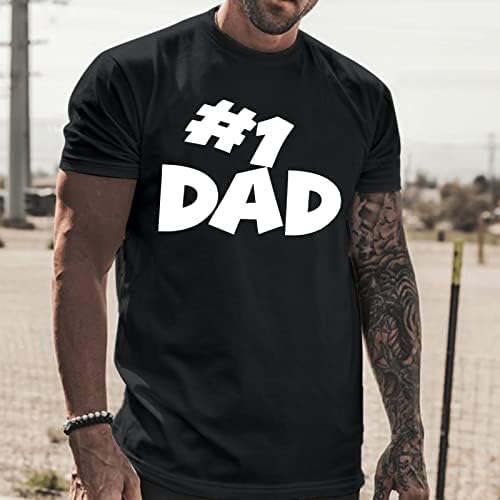 Xxbr маици на денот на таткото за мажи, кратко ракав летно писмо печати тенок врвови за основни маички за екипаж за тато