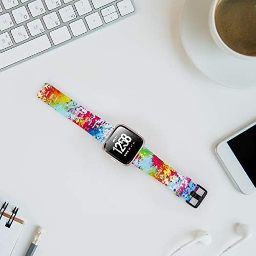 Флорални ленти Honecumi компатибилни со Fitbit Versa 2/ Versa Lite/ Versa Watch Band Crap For Women, Шарена силиконска лента за ленти