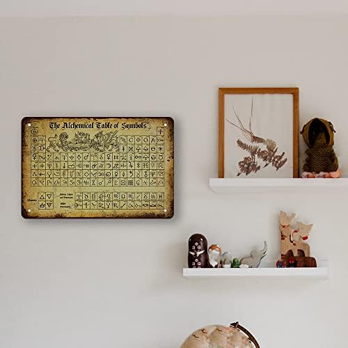Ретро алхемиски калај знак алхемиска табела на симболи метални знаци гроздобер постери за алхемија декор окултни апотекарски знаења периодично