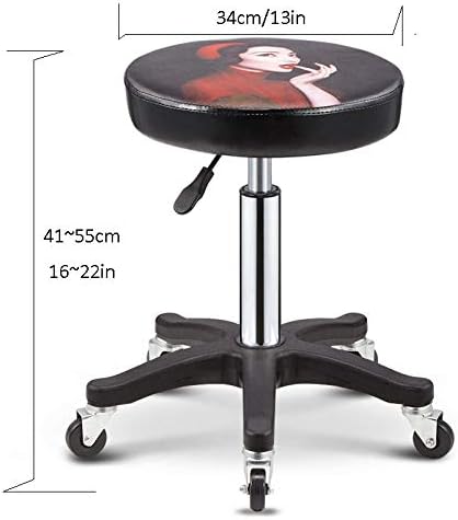 Хидраулична столица со тркала ， мастер столче на седло со модел на Монро, синтетичко кожно седиште ， прилагодлива висина 41-55