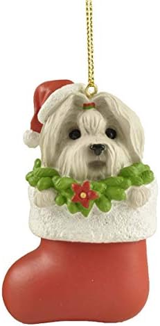 Цици и Jimими мали бели украси за кучиња од малтешки за божиќна декорација на бор од бор