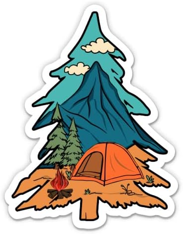 Налепница за кампување со смрека - налепница за лаптоп 3 - водоотпорен винил за автомобил, телефон, шише со вода - Авантуристички планини Деклас