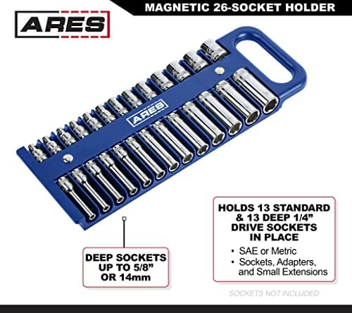 Сет на сини магнетски држачи за магнетски приклучок ARES 60162-3 парчиња-1/4-инчен, 3/8-инчен и 1/2-инчен држач за приклучоци-има стандардни