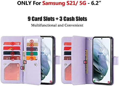 Варике Samsung Galaxy S21 Случај Паричник, Галакси S21 Случај со 9 Носителот Картичка & засилувач; Моќен Магнетни Отстранлив Капак &засилувач;